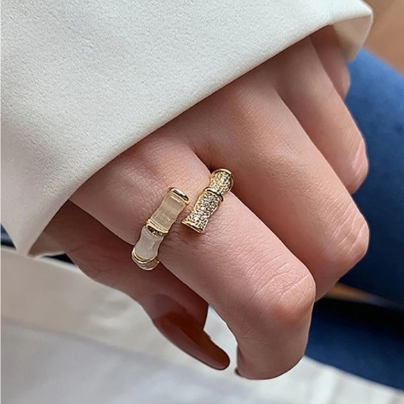 ❗️Last One❗️Opal & cubic zirconia decor cuff ring - Picture 2 of 4